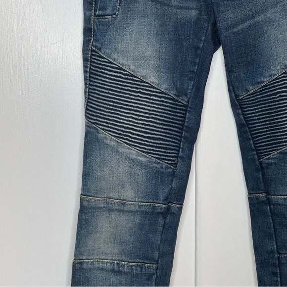 Pierre Balmain panelled distressed jeans motto biker Made in Italy size 27 - Picture 6 of 16